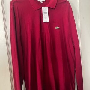 Lacoste Men's Long Sleeve Polo in Deep Red